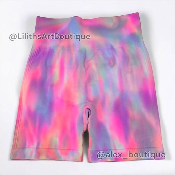 🖤Tie Dye Ombre Gradient Runched Sport Shorts(E096)-Size S for Women - Picture 2 of 5